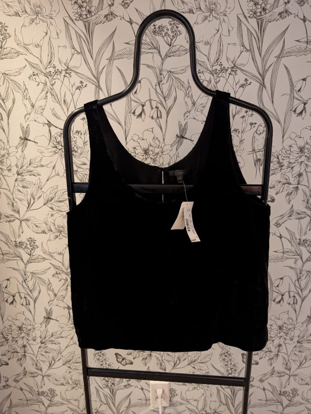 J.Crew Black Velvet Scoop Neck Tank Top Size Medium NWT